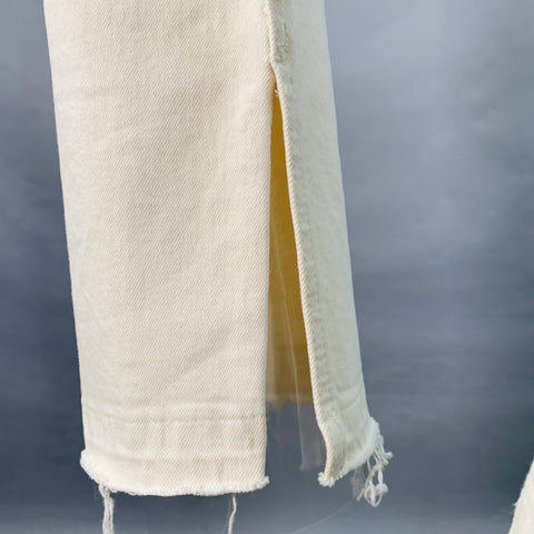 RE/DONE Size 26 Beige Cotton Blend Raw Edge Straight Button Fly Jeans