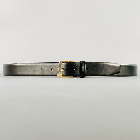 CHRISTIAN DIOR Size 42 Black Gold Leather Belt