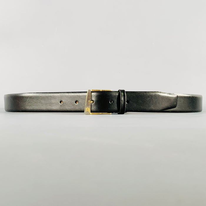 CHRISTIAN DIOR Ceinture en Cuir Noir et Or Taille 42