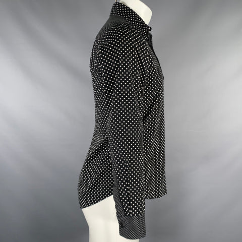 COMME des GARCONS Size M Black White Polka Dot Cotton Long Sleeve Shirt