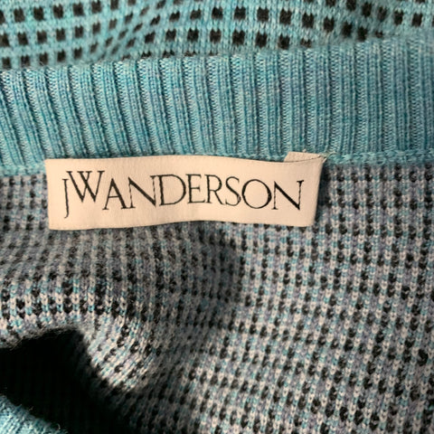 JW ANDERSON Size M Blue Multi Color Knitted Wool Blend Crew Neck Sweater