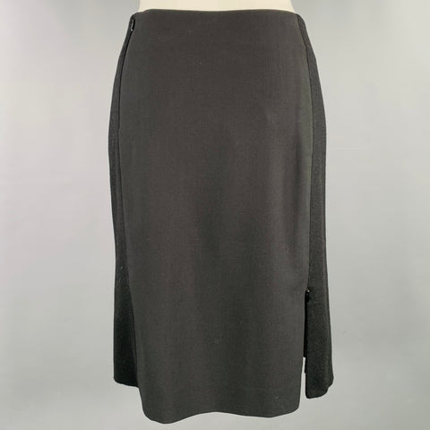 KENZO Size S Black Wool Blend Mixed Fabrics Pencil Skirt