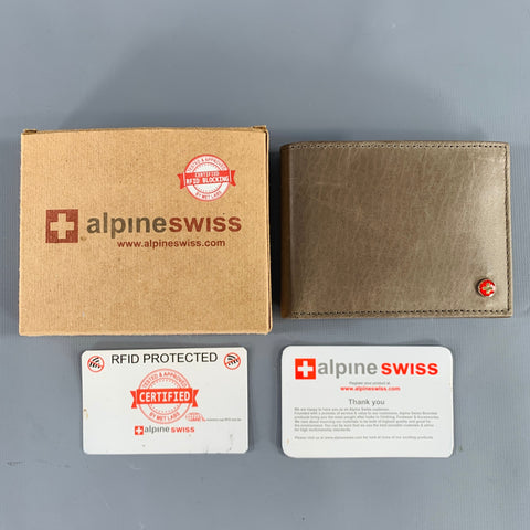 ALPINE SWISS Grey Leather Wallet