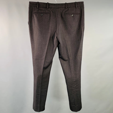 RAF SIMONS Size 38 Black Red Woven Virgin Wool Mohair Flat Front Dress Pants