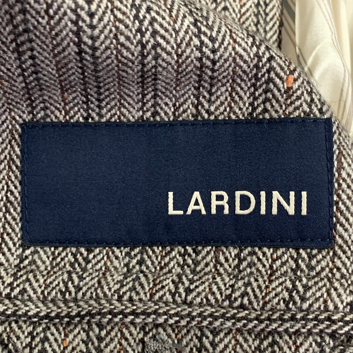 LARDINI Size 38 Grey Black Herringbone Wool Blend Notch Lapel Sport Coat