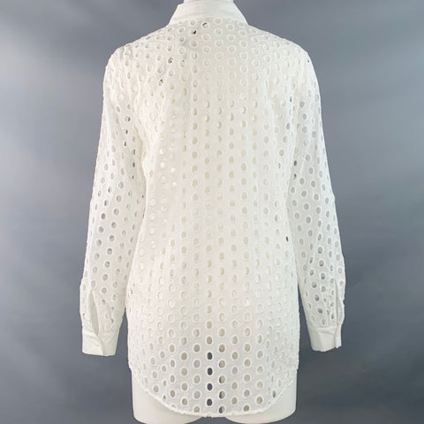 L'AGENCE Size XS White Cotton Eyelet Button Up Shirt