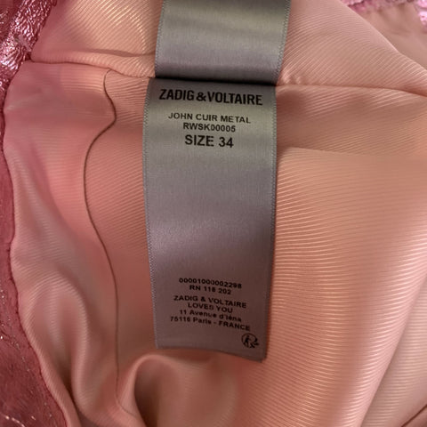 ZADIG & VOLTAIRE Size XS Pink Leather Metallic Mini Skirt