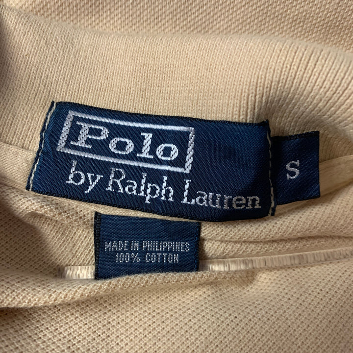 RALPH LAUREN Size S Khaki Yellow Logo Cotton Ribbed Polo