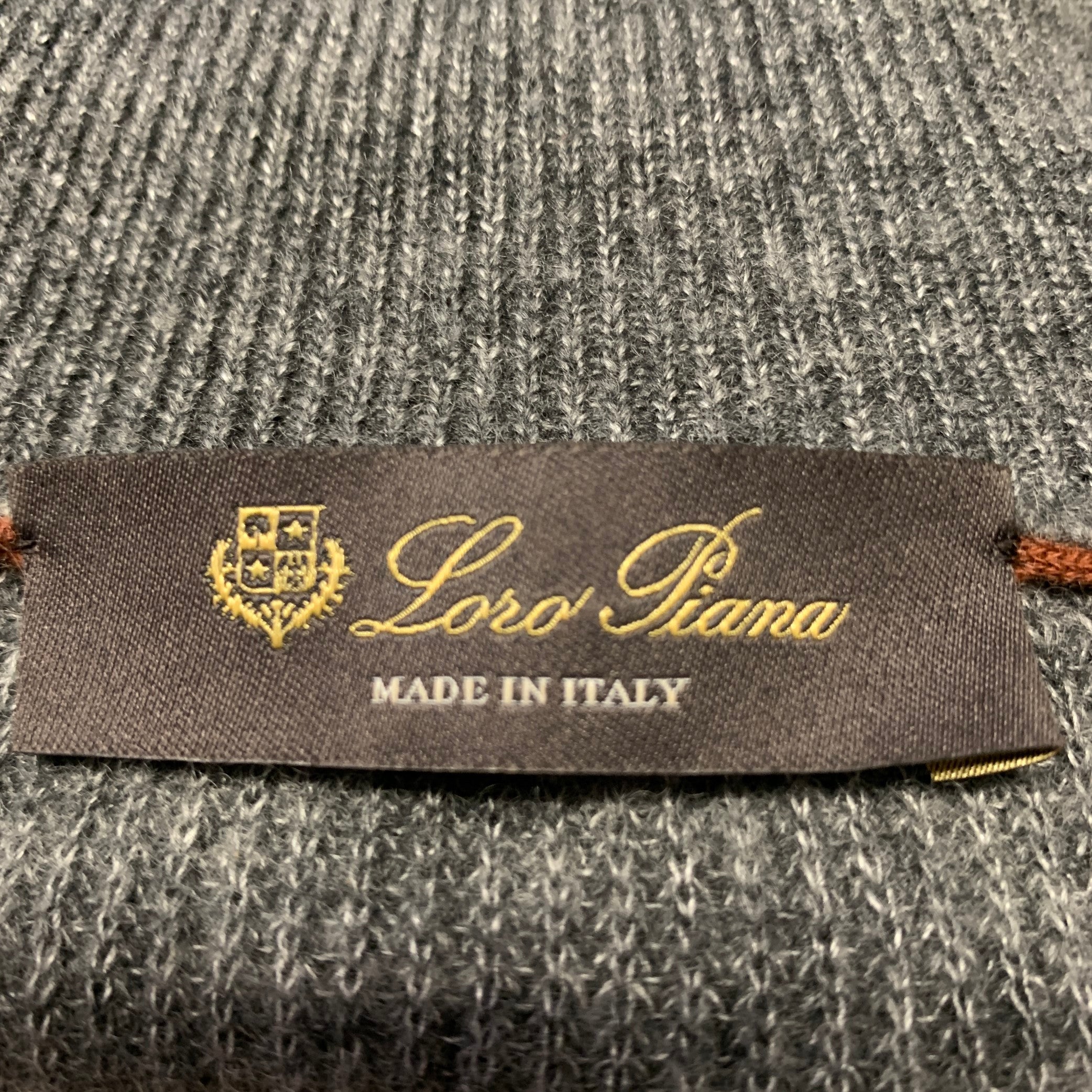 LORO PIANA Size M Grey Ribbed Knit Cashmere 1/4 Zip Pullover – Sui