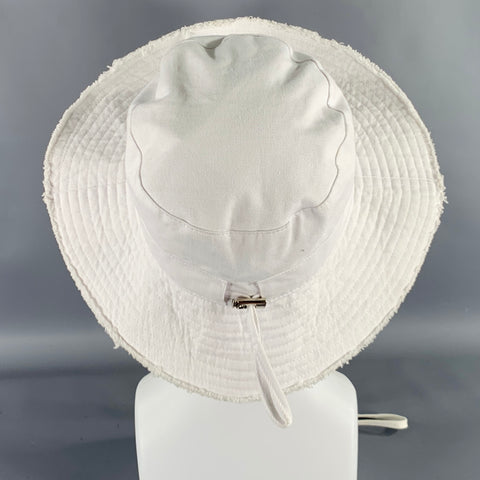 JACQUEMUS Chapeau en Coton Blanc Argenté à Bords Francs