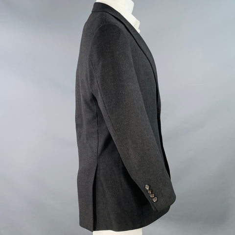 RALPH LAUREN Size 38 Regular Grey Black Woven Wool Notch Lapel Sport Coat