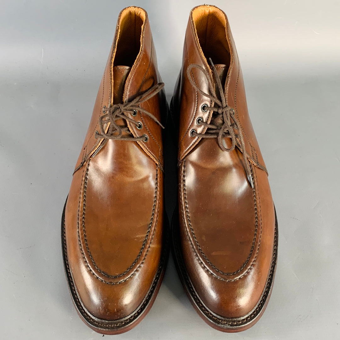 RALPH LAUREN Size 10.5 Gifford Brown Cordovan Leather Lace-Up Ankle Boots