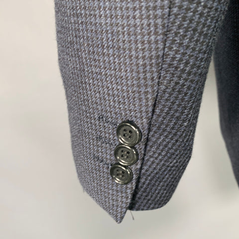 UNITED STATES POLO ASSOCIATION Size 40 Black Navy Wool Houndstooth Sport Coat