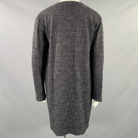 ISSEY MIYAKE Size L Grey Navy Single Breasted Snaps Coat