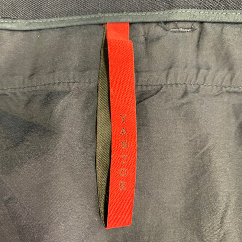 YANTOR Pantalon décontracté plissé en mélange de triacétate, taille M, marine