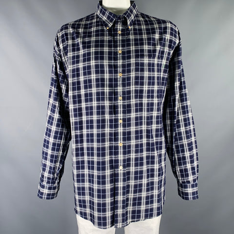 BURBERRY LONDON Chemise en coton à manches longues à carreaux violet, blanc et gris, taille XXXL
