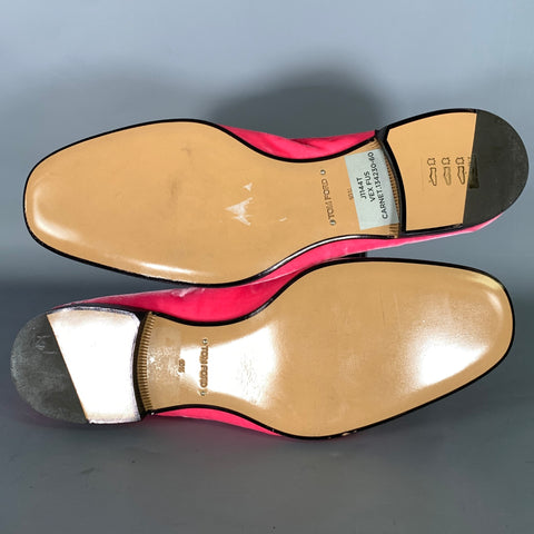 TOM FORD Size 10.5 Pink Black Velvet Tassels Loafers