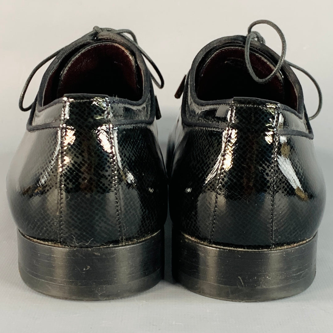 LOUIS VUITTON Size 10.5 Black Patent Leather Oxford Lace-Up Shoes