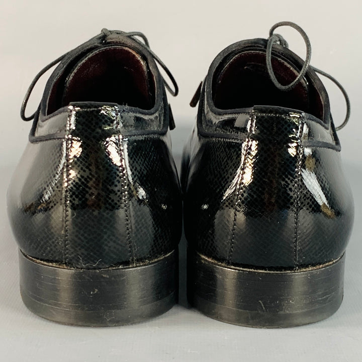 LOUIS VUITTON Size 10.5 Black Patent Leather Oxford Lace-Up Shoes