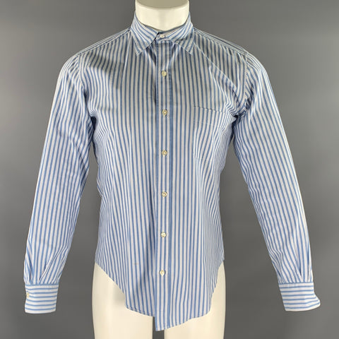 LODEN DAGER Size S Blue White Stripe Cotton Pointed Collar Long Sleeve Shirt