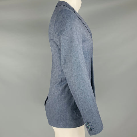 TED BAKER Size 38 Blue Polyester Blend Notch Lapel Sport Coat
