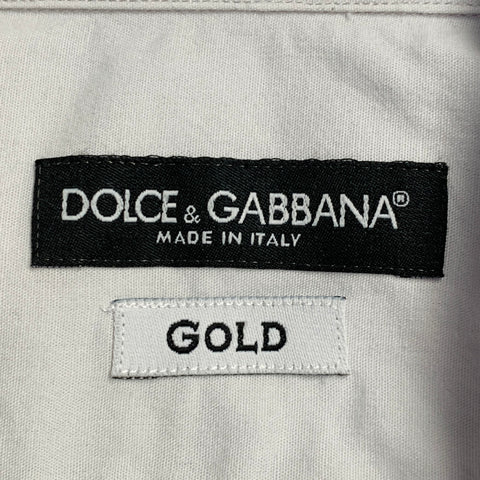 DOLCE & GABBANA GOLD Size M Grey Point Collar Short Sleeve Shirt