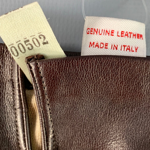 SERMONETA Size 6.5 Brown Leather Silk Lined Gloves