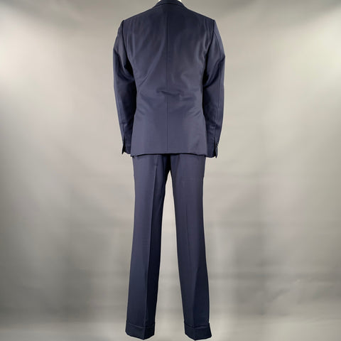 ERMENEGILDO ZEGNA Size 40 Navy Wool Notch Lapel Suit