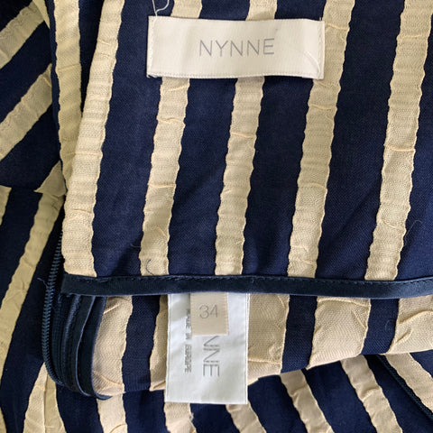NYNNE Size XS Navy Cream Viscose Acetate Stripe Maxi Long Skirt