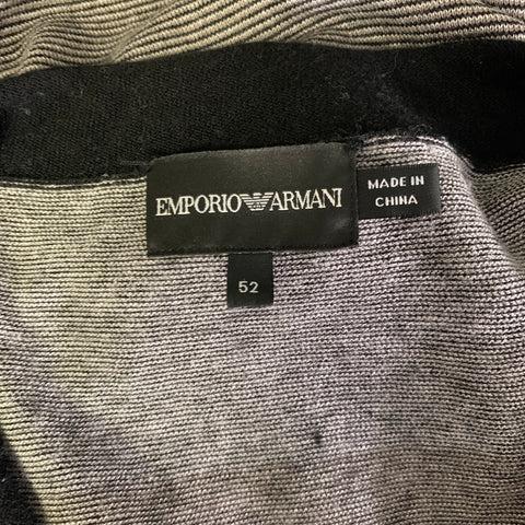 EMPORIO ARMANI Size L Grey Black Stripe Wool Silk V Neck Pullover