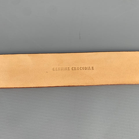 BERGDORF GOODMAN Size 38 Brown Mustard Nubuck Crocodile Belt
