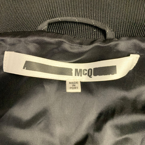 MCQ by ALEXANDER MCQUEEN Size 36 Black White Stripe Zip Up Bomber Coat