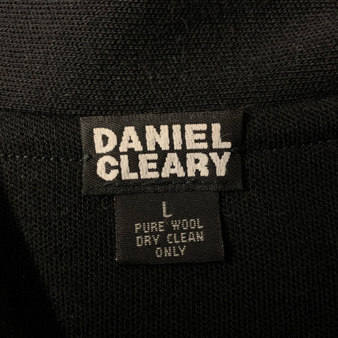 DANIEL CLEARY Size L Black Wool Raw Edge Polo Sweatshirt