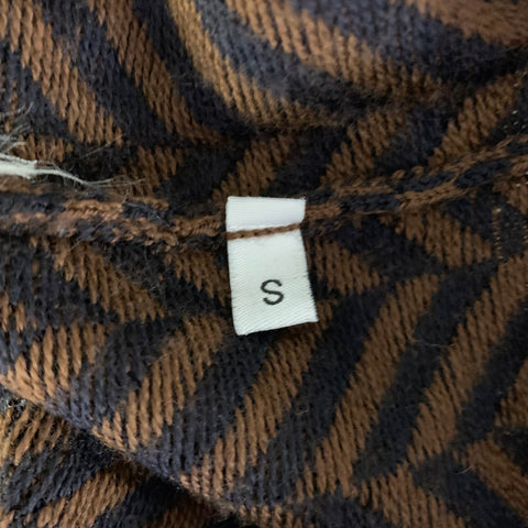BARENA Size S Brown Black Herringbone Wool Blend Crew-Neck Pullover