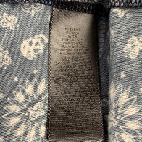 JOHN VARVATOS Size L Blue Grey Bandana Pima Cotton Crew Neck T-shirt
