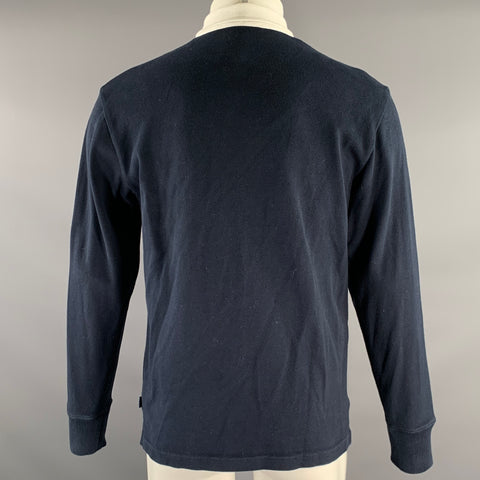 ROWING BLAZERS Size M Navy Gold Embroidery Cotton Long Sleeve Rugby Polo