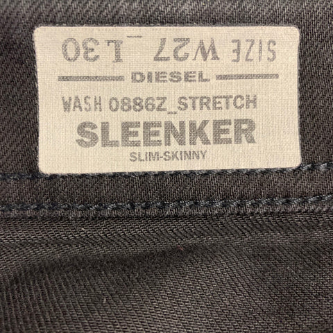 DIESEL Size 27 Sleenker Black Cotton Blend Skinny Slim Button Fly Jeans