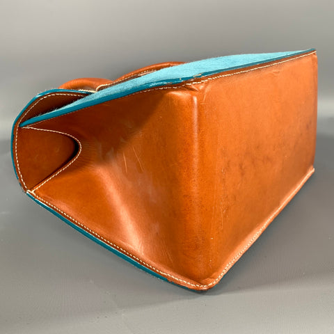 LAMBERTSON TRUEX Blue Brown Fur Purse