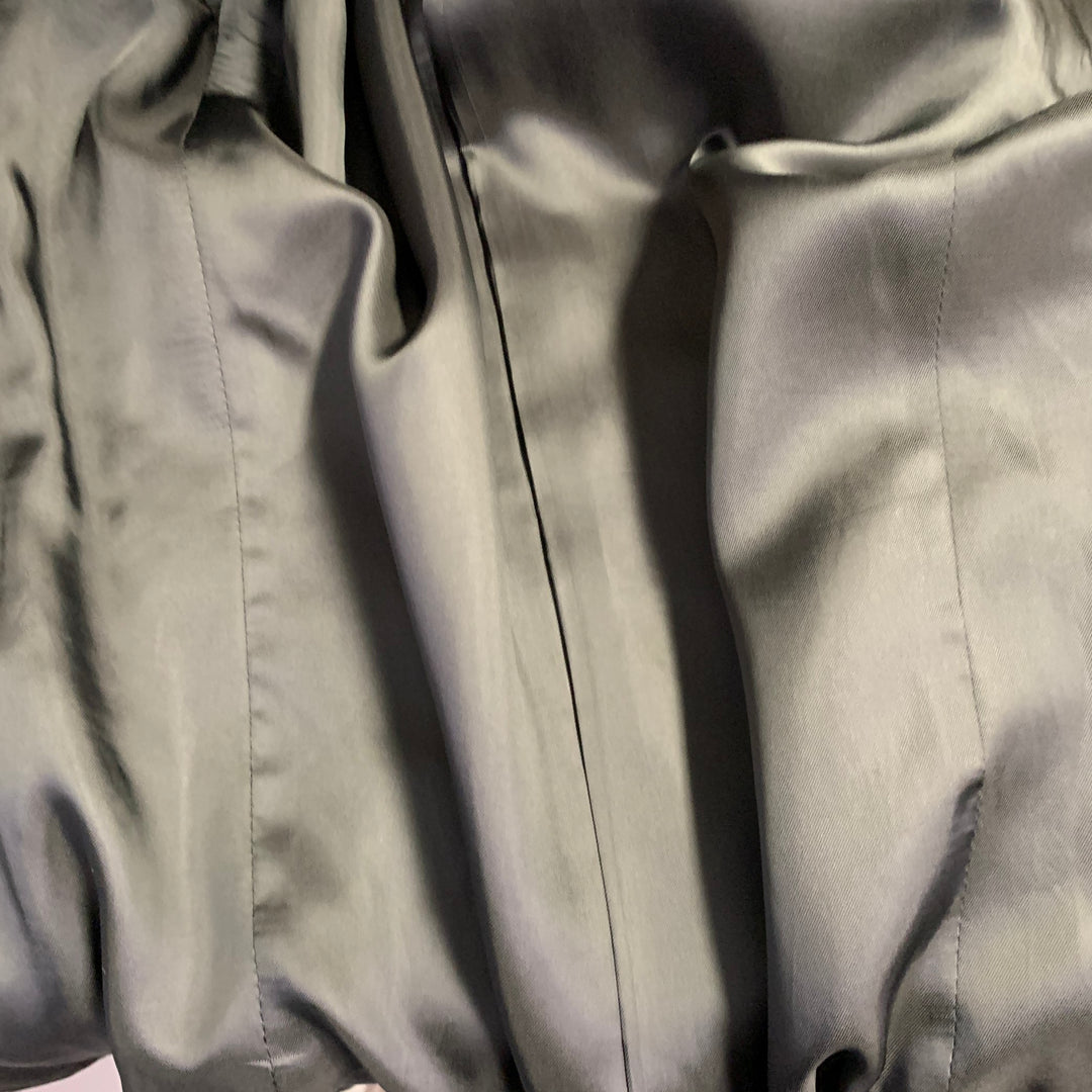 RALPH LAUREN Size 38 Regular Black Pinstripe Wool Double Breasted Peak Lapel Suit