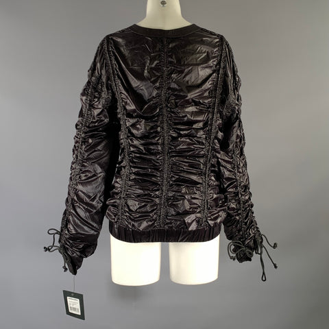 NORMA KAMALI Size S Black Nylon Ruched Zip Up Jacket Outdoor