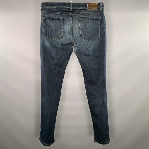 PAIGE Size 32 Blue Indigo Contrast Stitch Denim Low Rise Jeans