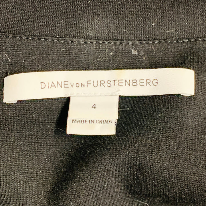 DIANE VON FURSTENBERG Size 4 Maggi Black Navy Cotton Blend Lace Long Sleeve Wrap Shirt Dress