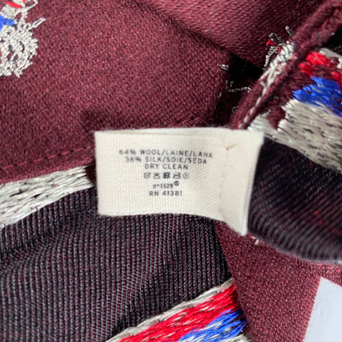 RRL by RALPH LAUREN Burgundy Multi Color Graphic Wool Silk Tie