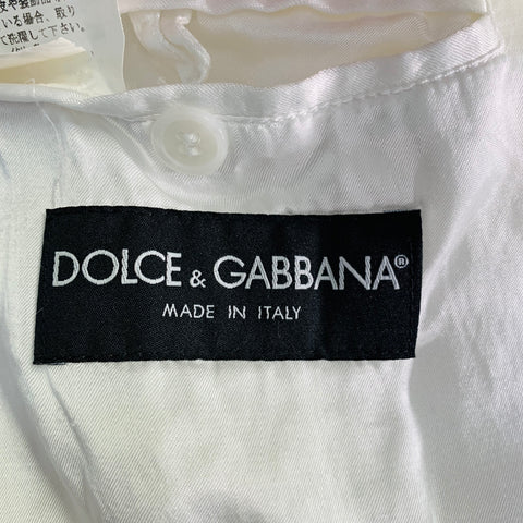 DOLCE & GABBANA Size 42 White Cotton Blend Zip Up Bomber Jacket