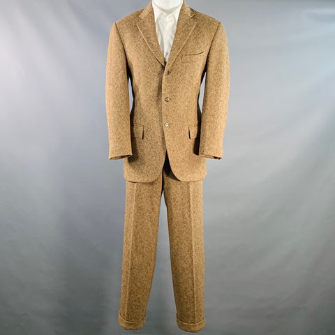 POLO by RALPH LAUREN Size 38 Regular Brown Beige Woven Virgin Wool Suit