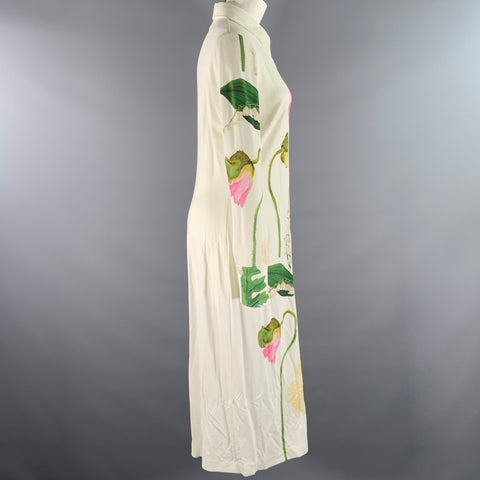OSCAR DE LA RENTA Size 10 White Viscose Elastane Floral Maxi Dress