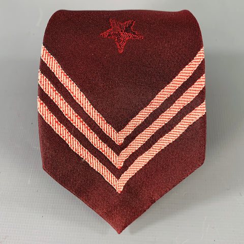 YVES SAINT LAURENT Burgundy Red Star Silk Tie