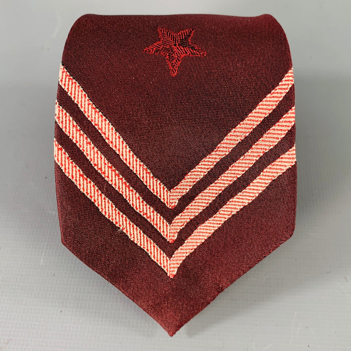 YVES SAINT LAURENT Burgundy Red Star Silk Tie
