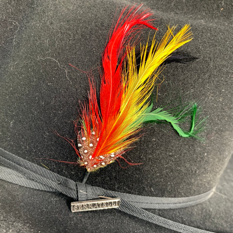 SERRATELLI Size 7.5 Black Cowboy Feather Hats