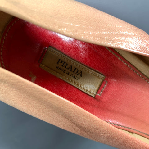 PRADA Size 8.5 Red Camel Leather Ombre Pointed Toe Pumps